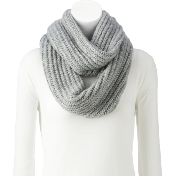 LC Lauren Condrad Gray Mettalic Infinity Scarf NWT - Picture 2 of 5